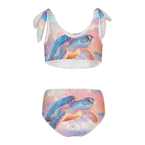 Pastel Color Sea Turtle Ocean Girls Bikini Sets 2 Piece Swimsuits Bathing Suit Swimwear2