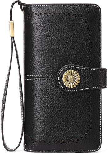 SENDEFN Wallets for Women Leather Credit Card Holder with RFID Blocking Large Capacity Wristlet