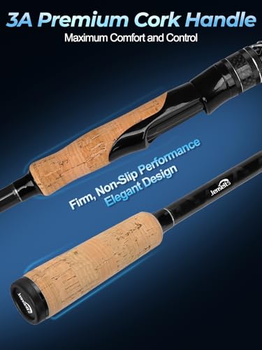 Jenseits Fishing Rods, Carbon Fiber Spinning & Casting Poles, Saltwater Resistant Guides, 6'/7'/8'/9'/10'/12'-Portable 2/3/4/-Piece & Telescopic Designs, Cork/EVA Grip for Bass Trout Inshore & Surf - Image 4