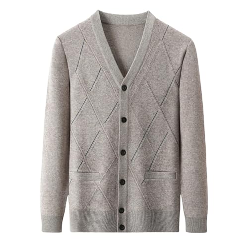 Cárdigan de lana de manga larga chaqueta punto jacquard grueso invierno