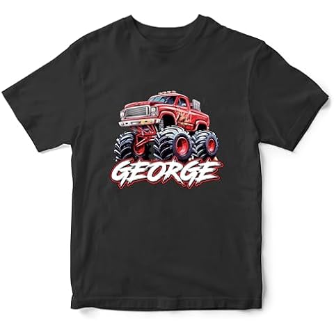 Personalised Red Monster Truck T Shirt Cover