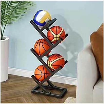 Vertical Basketball Storage Rack - Heavy-Duty Metal Organizer for Indoor/Outdoor Sports Gear, Holds Volleyball, Soccer Balls & Basketballs, Space-Saving Design