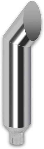 Miniatura 10 de Entrada de 5 pulgadas, salida de 8 pulgadas, acero inoxidable, color negro, brillante, corte en ángulo, punta de escape diésel, punta de escape