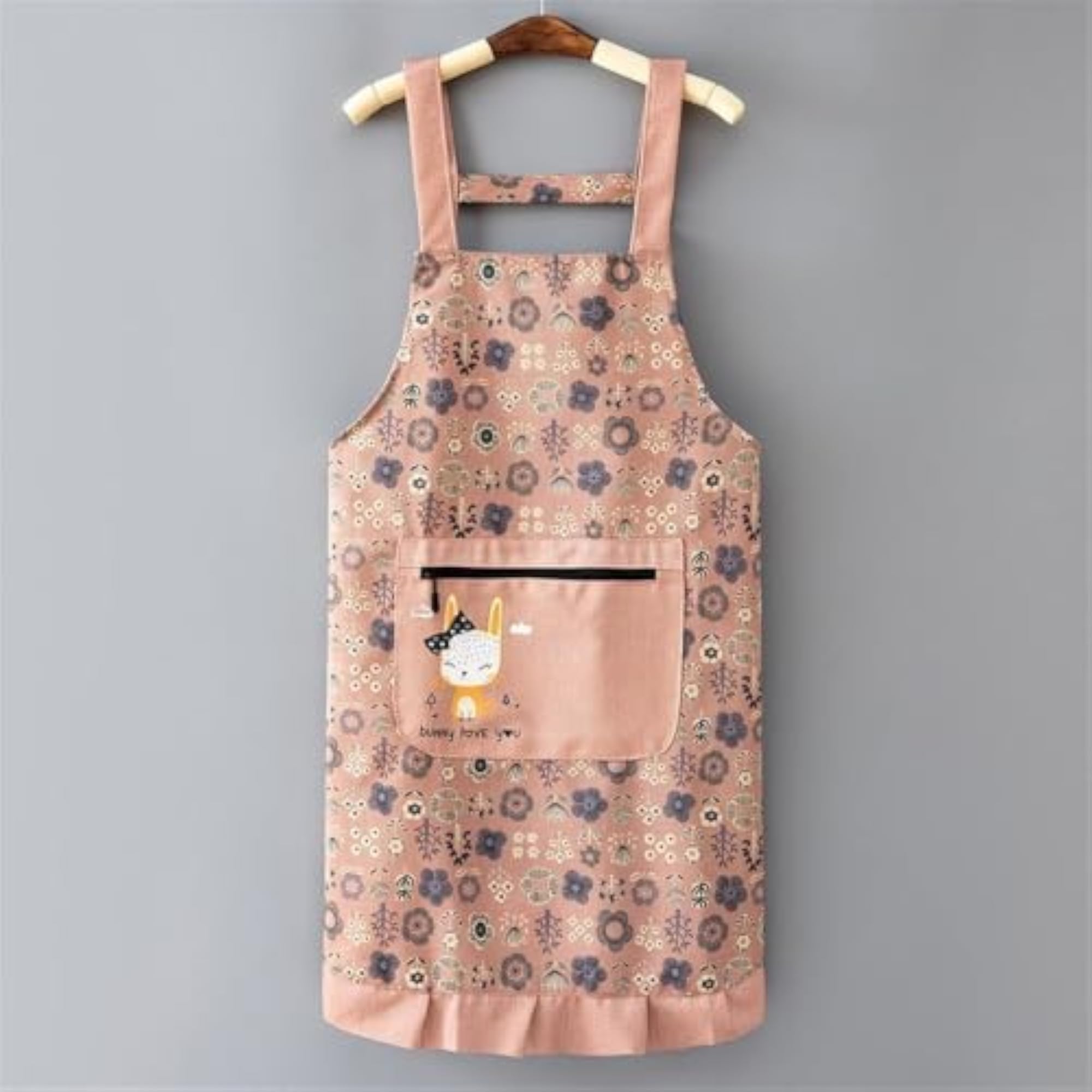 Floral Printed Kitchen Apron for Women, Adjustable
