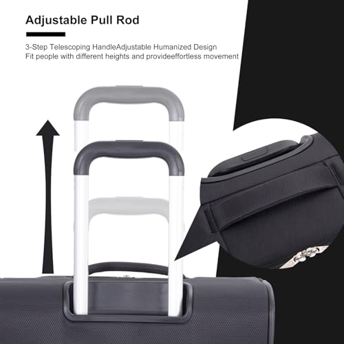 Tripcomp 2 Piece Luggage Set Softside, Lightweight Carry on Suitcase with Double Spinner Wheels and Travel Duffle Bag (3 Piece set (DB/TB), BLACK)4