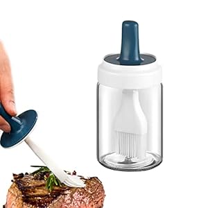 Oliedispenser met borstel, olijfolie dispenser van glas met siliconen borstel, voor het koken, braden, bakken, BBQ-pannenkoeken, heteluchtfriteuse, marineren