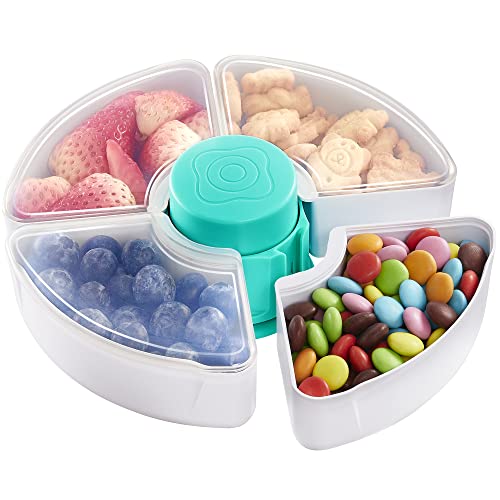 Image of HEETA Baby Food Storage Container, Snack Box for Kids with 4 Removable Compartment and Lids, Reusable Snack Containers, Food Grade PP Material, BPA & PVC Free (Green)