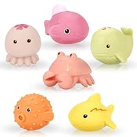 Badetiere Baby Schimmelfrei – 6 Stück Badespielzeug Ohne Löcher, Wasserspielzeug für Kinder, Badespielzeug für Pool & Strand, Fördert Hand-Auge-Koordination