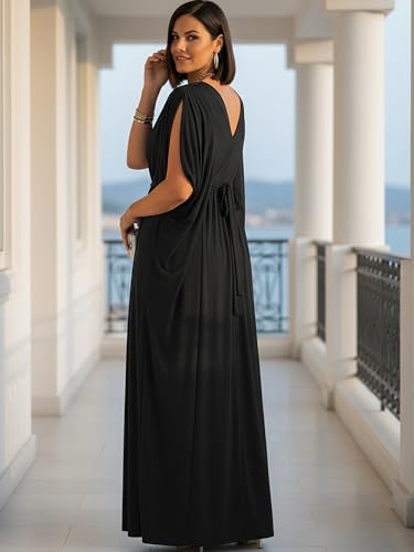 Image of KOH KOH Womens Long V-Neck Grecian Goddess Wedding Guest Maxi Dress Gown
