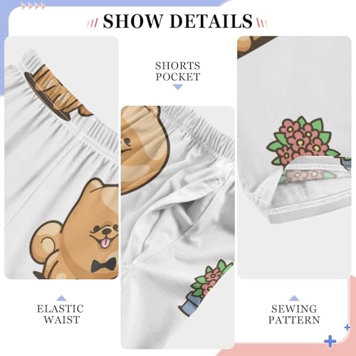 Kawai Pomeranian Boys Pants Boys Athletic Pants Long Pant for Boywith Pockets Wide-Leg Size 6-14Y4