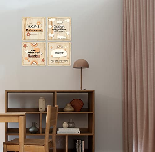 Image of ArtX Paper Motivational Quotes Wall Frame Art Painting, Framed Paintings For Home Office Decor 19 X 19 inches, 9.5 X 9.5 each, Multicolor Posters With Frame, Set of 4 (Work Hard)