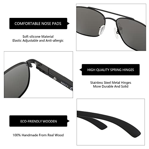 Image of ZENOTTIC Aviator Wood Polarized Sunglasses for Men 100% UV Protection Fishing Driving Golf