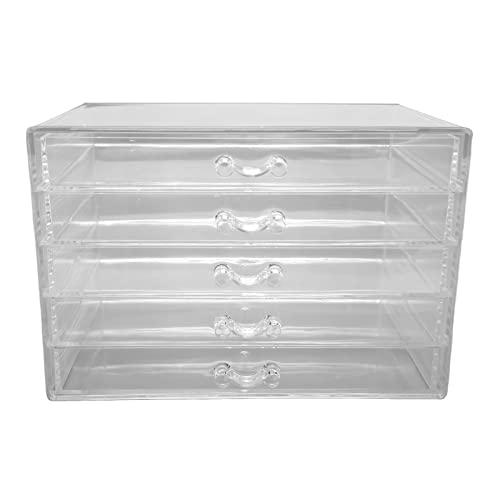 Boîte à bijoux en acrylique organisateur transparent 5 tiroirs détachable anti-poussière