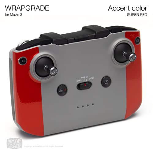 Image of WRAPGRADE Partial Skin Stickers for DJI Mavic 3 / Mavic 3 Classic Accent Color (SUPER RED)