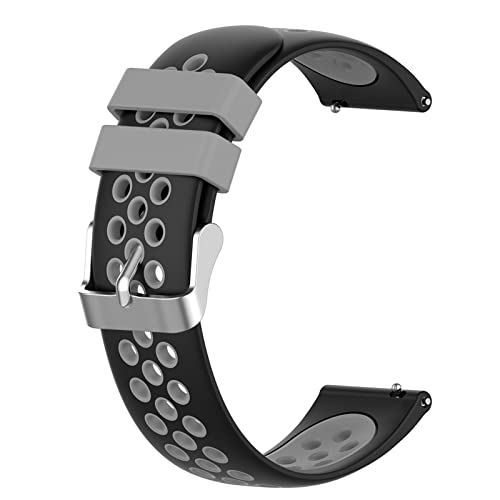 AWADUO Compatible with Huawei Watch GT3 46MM, 22mm Elastic Adjustable Replacement Silicone Wrist Watch Strap Band Compatible with Huawei Watch GT2 46MM, Soft And Durable(Black+Grey)