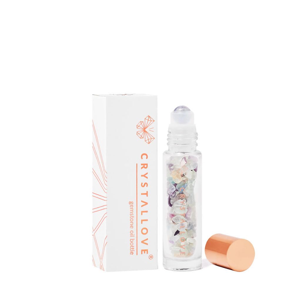 Crystallove Roll-on Ölflasche 10 Ml Mit Bergkristall - Für ätherische Öle, Massage, Duft