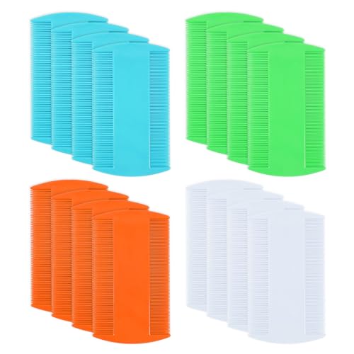 EUPSIIU 16 Pack Nit Comb - Double Sided Lice Detection Comb for Kids, Adults & Pets (White, Blue, Green, Orange)