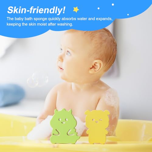 Image of Baby Bath Sponges for Newborns,Cute Shape Baby Sponge for Bathing,Toddler Bath time,Extra Soft Bath Sponge for Kid,Dog,Dinosaur (Yellow, Dog)