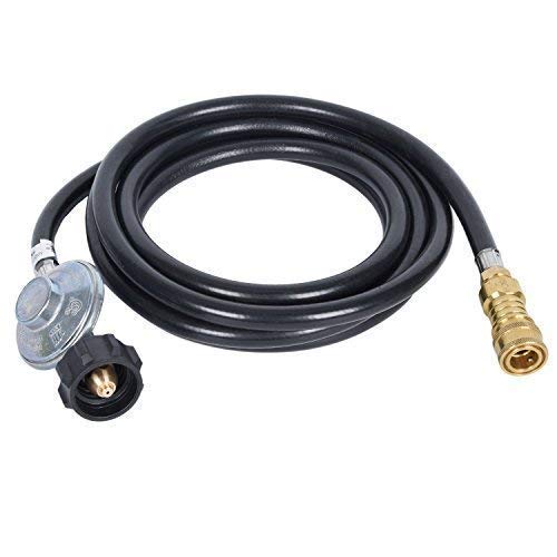 GasSaf 12ft Propane Hose with Regulator -3/8 Quick Connect Disconnect Replacement for Mr. Heater Big Buddy Indoor/Outdoor Heater, Type 1 Connection x Quick Connect Fittings