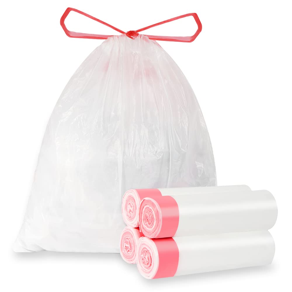 Trash Bags Drawstring Small 4 Gallon 15L Garbage Bag, Trash Can Liner, For kitchen, Bathroom, Bedroom Office Car Pet Wastebasket Bin Liner 100Counts/4 Roll