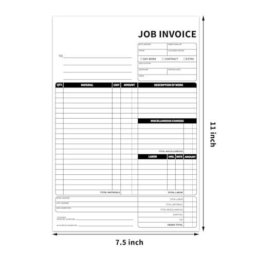 carbonless work order forms75 x 11 inches invoices for small businesssales order book with backing board 2-part receipt with carbon copy 50 sets