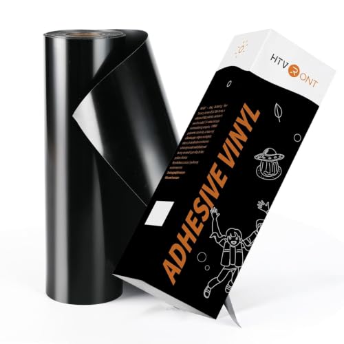 HTVRONT Black Permanent Vinyl, 12" x 100 FT Glossy Adhesive Vinyl Roll