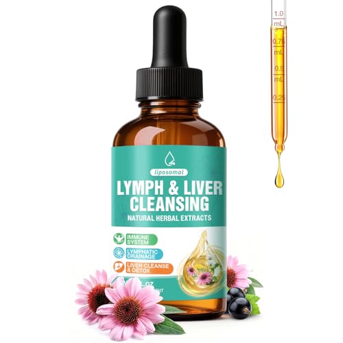 Lymphatic Drainage Drops, 23 In 1 Liver Cleanse Detox & Repair Liquid Lymphatic Drainage Supplements with Echinacea, Artichoke, Burdock Root, Elderberry, Natural Lymph Support for Lungs Health 2 Fl Oz