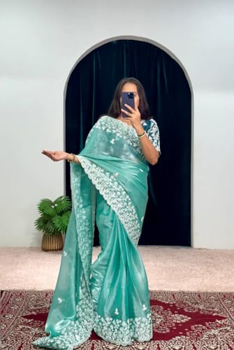 Image of Flosive Women's Present Beautiful Kanjivaram Soft Silk Saree With Blouse