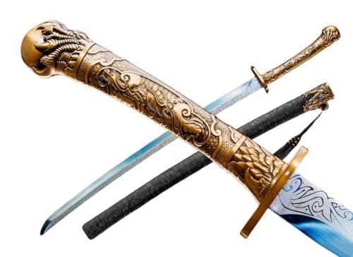 LOONGSWORD Blue Blade Xiuchun Dao | Hand-Forged High Manganese Steel Chinese Saber | Traditional Longquan Craftsmanship | Ideal for Martial Arts Practice, Display, and Gifting | 39