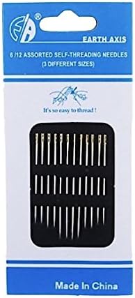 Assorted Self Threading Sewing Needles Easy Threader Sized 6/12
