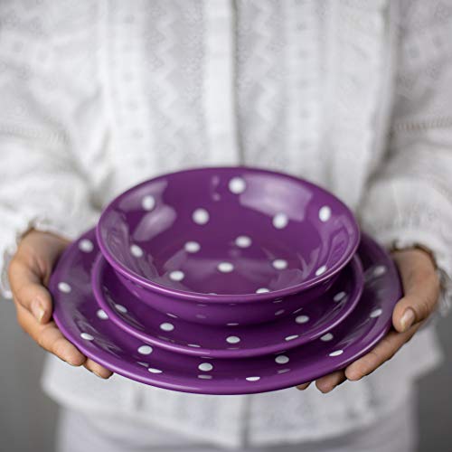 City To Cottage Handmade Purple And White Pottery Polka Dot Glazed 7.9Inch/20Cm Side Plate, Dessert Plate, Unique Ceramic Dinnerware, Housewarming Gift #TOP5