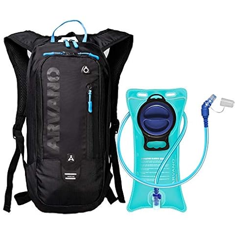 Arvano Hydration Backpacks, 6L Mini Hydration Pack with 2L Water Bladder Lightweight Cycling Bike Backpack Ski Rucksack Biking Bag, Breathable mtb Backpack for Running Skiing fits man women (Black) Cover