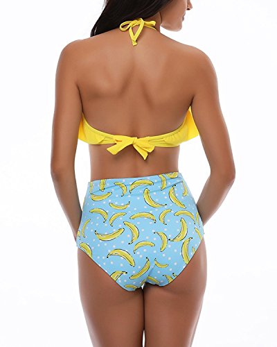 image for KABETY Girls Swimsuit Two Pieces Bikini Set Ruffle Falbala Swimwear Ba