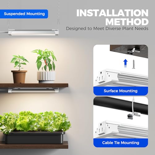 Image of Barrina TX18 1FT Grow Light, 72W(4 x 18W, 360W Equivalent), High PPFD, Full Spectrum with 660nm Red LEDs, Grow Light Strip for Indoor Plants with On /Off Switch, Mechanical Timer, Linkable, 4 Packs