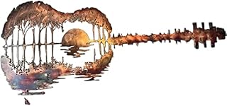 Hotime 40*20cm Abstract Guitar Metal Guitarist Art Modern Lover Hanging Ornament Retro Music Wall Home Decoration Sculpture Gifts, Wall Decor, Room Decor, for Decorate Courtyard, Indoor, Party, Porch