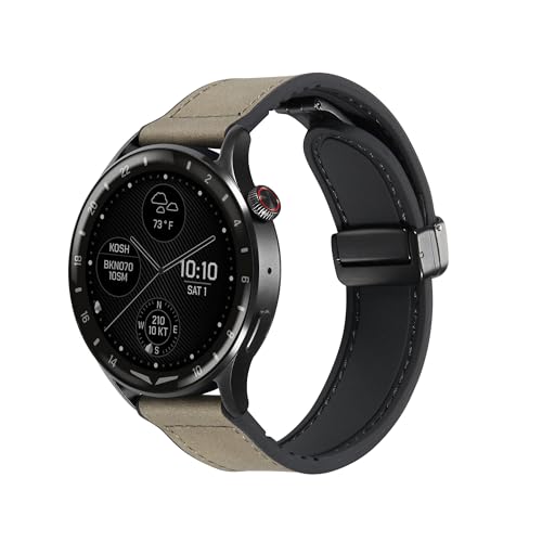 22mm Cinturini Compatibile con Amazfit Bip 3 Silicone + Pelle Cinturino con Chiusura Magnetica-Grigio
