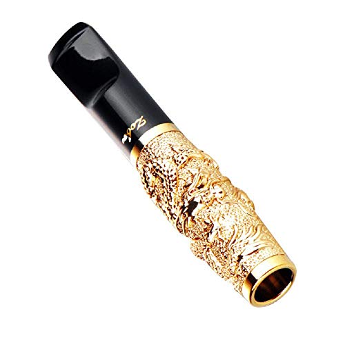 Embout buccal avec porte-filtre cigarette de luxe, coffret en bois de luxe, sculpture en dragon 3D plaqué or 24 carats, réutilisable avec microfiltre microporeux à trois couches pour hommes