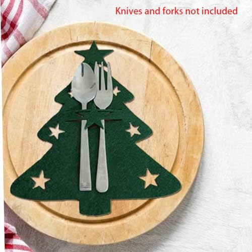 Sac à couverts Noël 100 pcs range-couteau élan et sapin - 6
