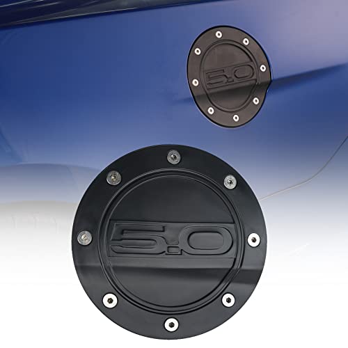 LitMiRaCle Fuel Tank Cap Cover for Ford Mustang GT, Gas Tank Doors with Logo Replacement Parts Compatible with Ford Mustang GT 2015-2020, Black