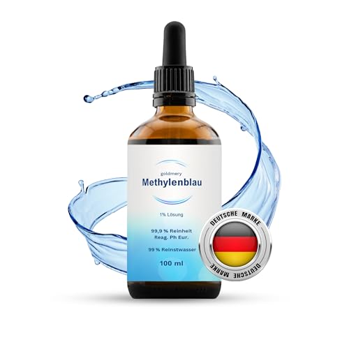 goldmery Methyleneblau Tropfen 100 ml Pharmaqualität mit Pipette 99.9% Reinheit Laborgeprüft & in Deutschland hergestellt Methyleneblau 1% Lösung