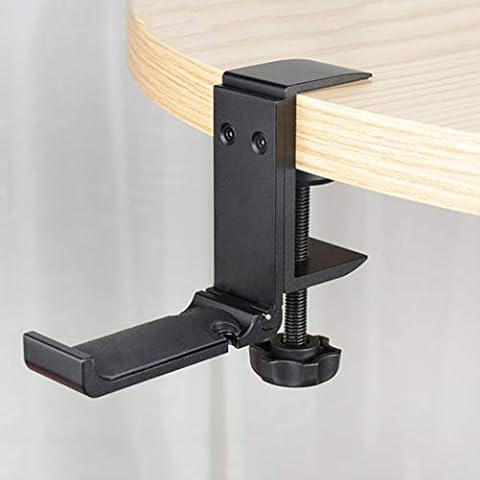 Aluminum Headphone Stand Hanger Foldable with Cable Clip - Goldmille Headset Holder Clamp Hook Under Desk, Save Your Space While Working & Gaming Cover