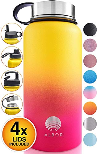 ALBOR Insulated Water Bottle with Straw 32 Oz Water Bottle Stainless Steel Water