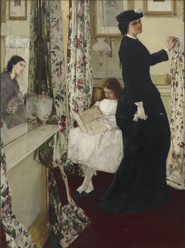 Lienzo Armonia in verde e rosa de Whistler, pintura al óleo de 60x90cm para salón