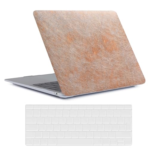 FFBOFFC Custodia Compatible con MacBook 12 Pollici con Retina Display Versione 2015 2016 2017 Modello A1534, Case Custodia in Pelle Protettiva Rigida Cover & Tastiera Cover, Arancione metallizzato