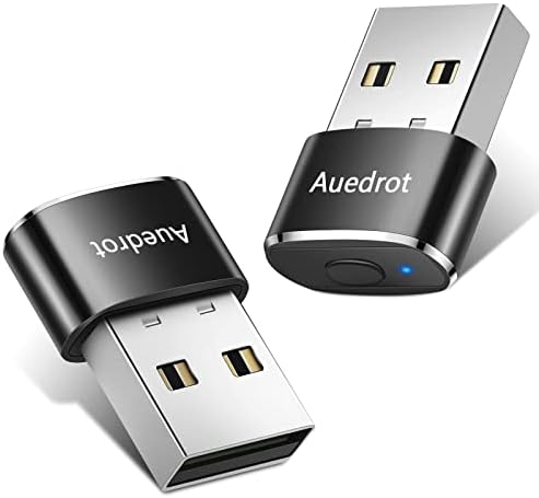 AUEDROT Mouse Jiggler Undetectable Metal USB Mouse Mover with Switch Button, Automatic Mini Mouse Shaker with 2 Jiggle Modes, Driver-Free, Plug and Play, Keep Computer/Laptop Awake, Black, 2 PCS