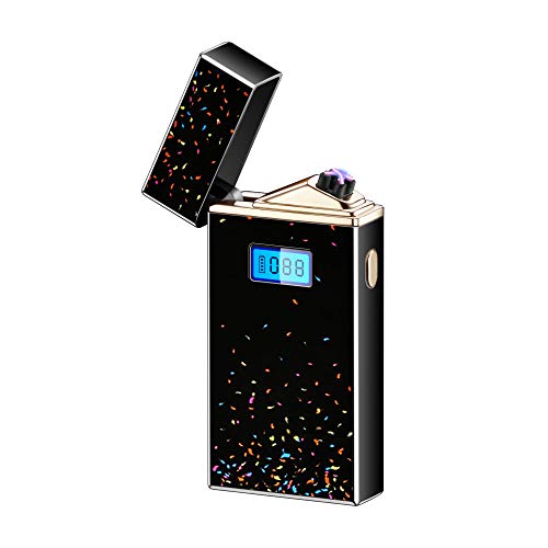 Dual Arc Lighters USB Arc Lighter Rechargeable Windproof Flameless Plasma Electric Lighter Portable Fingerprint Rotate Goood for Candle Cigarette Paper (Star)