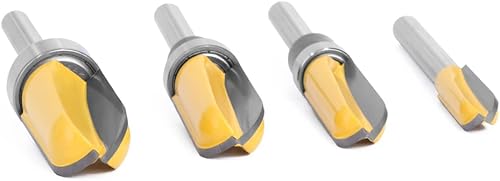 Miniatura 7 de 4 unids 14 pulgadas diámetro de vástago bandeja de cuenco router bit ronda nariz fresadora con rodamiento para carpintería