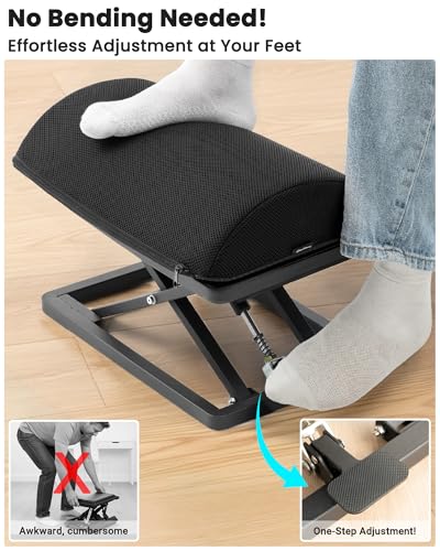 Image of Truly Infinite Height Adjustable Footrest｜No Bending Needed-Foot Step-to-Adjust｜2.7 inch-13.1 inch Height｜Washable｜Foot Rest Stool for Under Desk at Work, Office /Home /Gaming /Study Desk Essentials