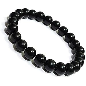 Black Tourmaline Bead Bracelet Chakra Energy Healing Protection Relieves Stress Anxiety Gift for Men & Women 8mm