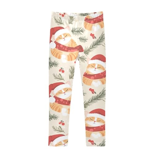 Cat in Hat Girls Leggings,Workout Leggings for Girls Toddler Athletic Legging Size for 3-10T